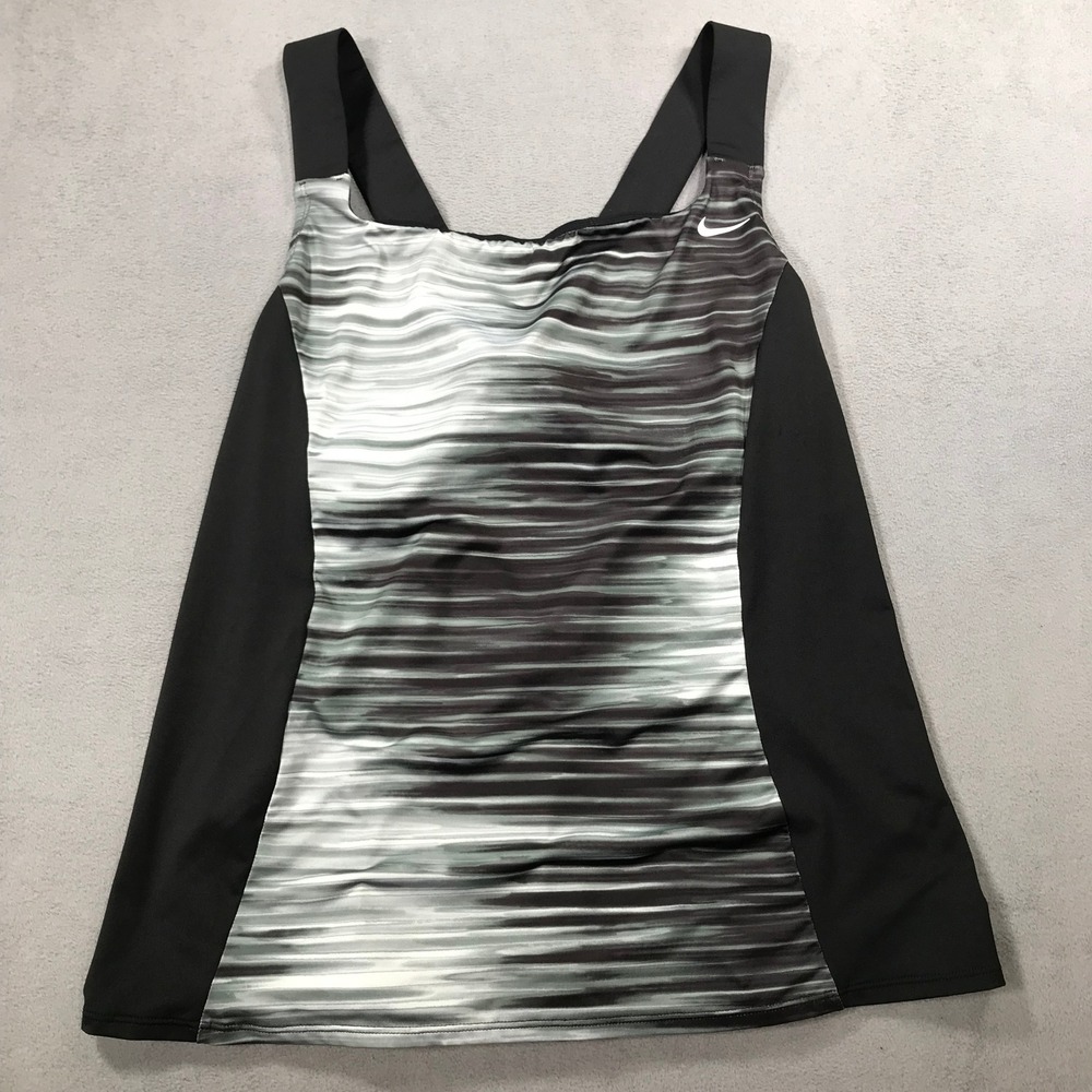 Nike Swim Tankini Top Womens 1X Black White Good Wave Print Racerback